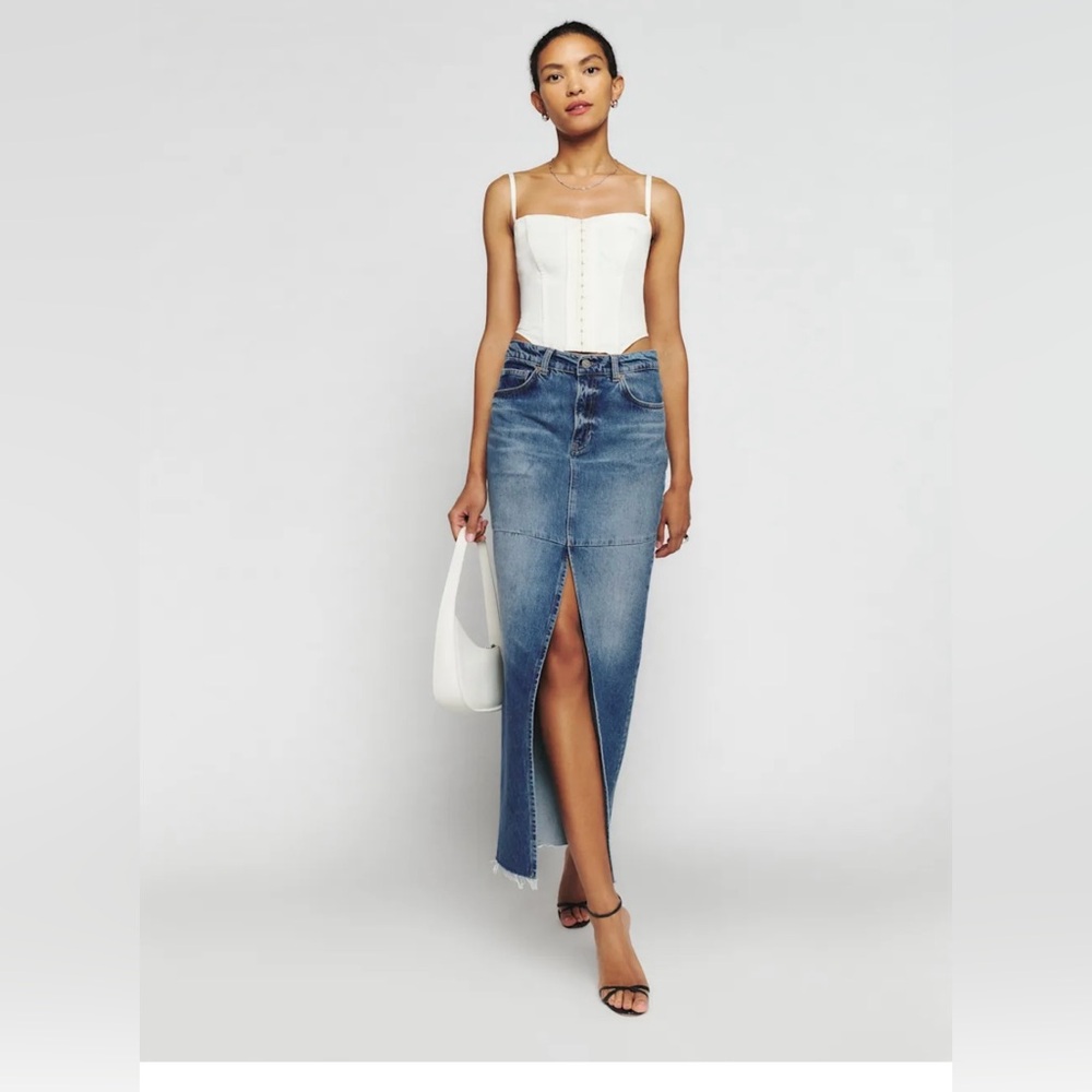 Reformation Blue Denim Maxi Skirt